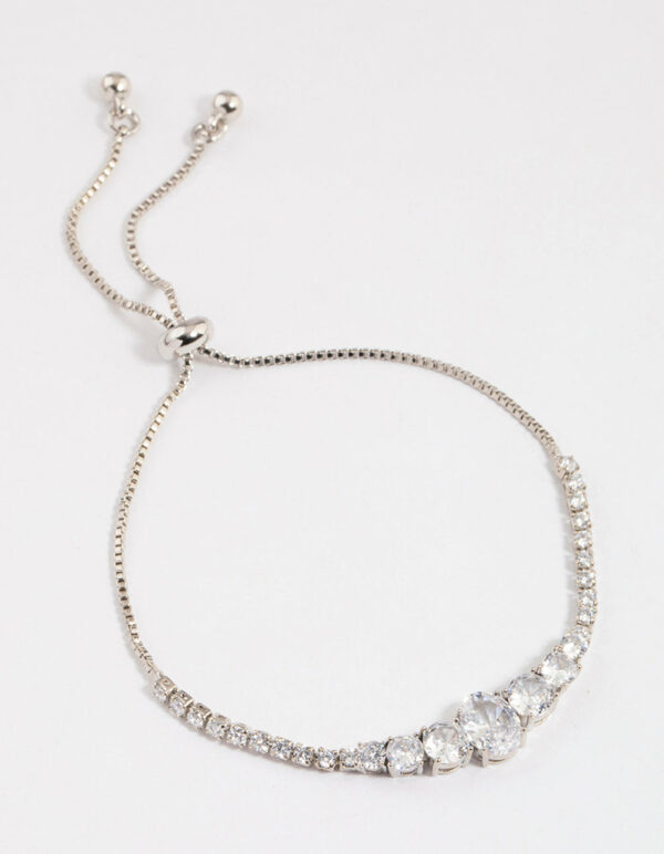 Rhodium  Large Oval Toggle Tennis Bangle