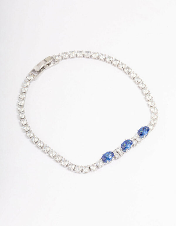 Rhodium Oval  Tennis Bracelet