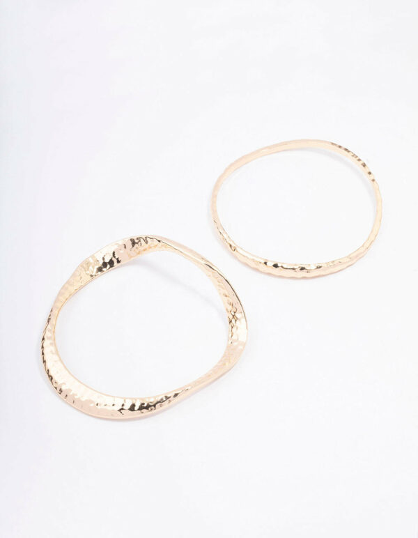 Wavy Hammered Bangle Pack