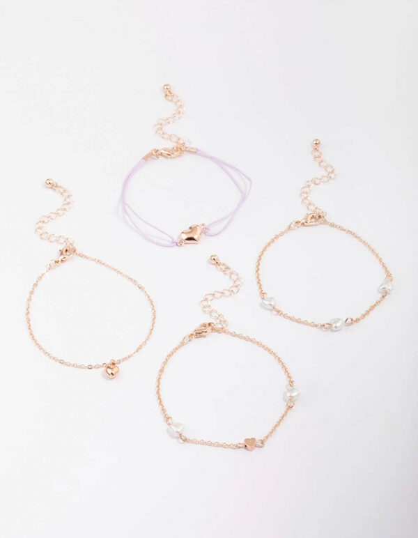 Rose Puffy Heart Bracelet 4-Pack