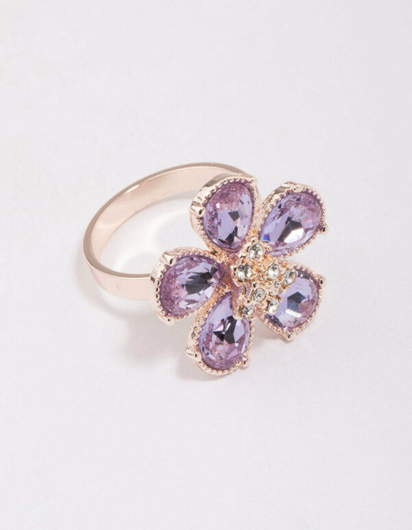 Rose Lilac Flower Petal Ring