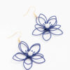 & Navy Blue Wire Pearl Earrings