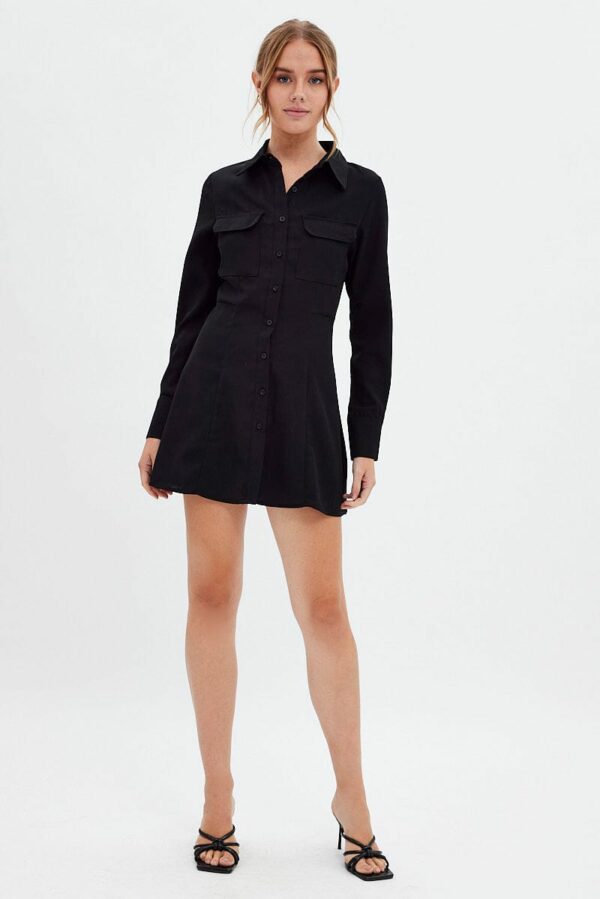 Black Shirt Dress Long Sleeve - Image 2
