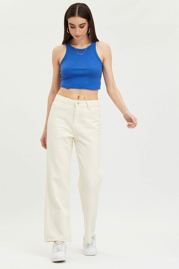 Blue Tank Top Sleeveless Crew Neck - Image 2