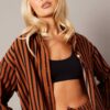 Brown Abstract Relaxed Shirt Long Sleeve